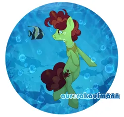 Size: 920x869 | Tagged: safe, artist:aurorakaufmann, derpibooru import, oc, unofficial characters only, earth pony, fish, pony, shark, brown mane, bubble, commission, digital art, freckles, image, jewelry, jpeg, necklace, ocean, pearl necklace, solo, swimming, underwater, water, ych result, yellow eyes