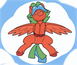 Size: 2362x1998 | Tagged: safe, artist:sefastpone, derpibooru import, oc, oc:summer lights, unofficial characters only, pegasus, pony, cloud, eyes closed, glasses, image, lying down, lying on a cloud, male, on a cloud, on back, png, raffle prize, sky, spread legs, spread wings, spreading, stallion, wings