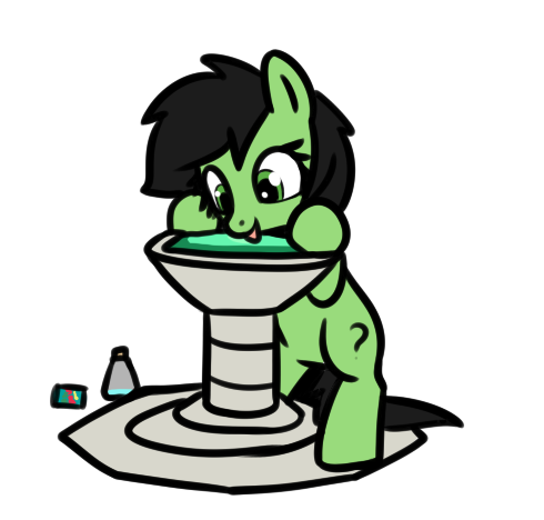 Size: 490x468 | Tagged: safe, artist:neuro, oc, oc:anonfilly, unofficial characters only, earth pony, pony, drinking, female, filly, image, open mouth, png, rejuvenation pool, runescape, simple background, slurp, solo, tongue out, transparent background