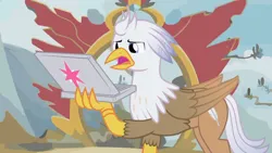 Size: 1280x720 | Tagged: safe, artist:mlp-silver-quill, derpibooru import, oc, oc:silver quill, hippogriff, after the fact, after the fact:the lost treasure of griffonstone, computer, griffonstone, image, laptop computer, png
