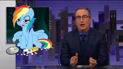 Size: 1920x1080 | Tagged: artist needed, grimdark, derpibooru import, screencap, rainbow dash, human, pegasus, pony, bloodshot eyes, british, clothes, clubbed fingers, cocaine, drool, drugs, drunk, female, glasses, hbo, high, image, irl, john oliver, last week tonight with john oliver, lidded eyes, male, messy mane, mirror, necktie, open mouth, photo, pill bottle, pills, png, spread wings, suit, syringe, talkshow, tired, wings