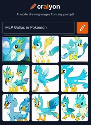 Size: 1162x1600 | Tagged: safe, craiyon, dall·e mini, derpibooru import, machine learning generated, gallus, gryphon, cloud, image, male, png, pokefied, pokémon, sky