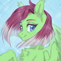 Size: 1700x1700 | Tagged: safe, artist:ls_skylight, derpibooru import, oc, oc:watermelon success, pegasus, pony, bust, chest fluff, commission, freckles, image, looking at you, png, portrait, smiling