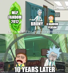 Size: 500x536 | Tagged: safe, derpibooru import, editor:pony-berserker, human, 20 minute adventure, barely pony related, image, jpeg, meme, morty smith, portal, rick and morty, rick sanchez