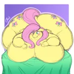 Size: 2000x2000 | Tagged: questionable, artist:nekocrispy, derpibooru import, fluttershy, anthro, ass, big breasts, blushing, breasts, busty fluttershy, butt, cleavage, fat, fattershy, flutterbutt, hands on breasts, huge breasts, huge butt, image, impossibly large butt, impossibly wide hips, large butt, morbidly obese, nudity, obese, png, thighs, thunder thighs, wide hips