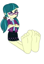 Size: 2500x3600 | Tagged: safe, artist:mixiepie, derpibooru import, juniper montage, equestria girls, movie magic, spoiler:eqg specials, barefoot, base, base used, clothes, crossed arms, feet, female, fetish, foot fetish, glasses, image, pigtails, png, simple background, skirt, smiling, soles, solo, toes, transparent background, vector