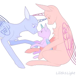 Size: 2000x2000 | Tagged: safe, artist:lilith1light, derpibooru import, oc, unofficial characters only, alicorn, pony, alicorn oc, base, female, holding a pony, horn, image, mare, png, raised hoof, simple background, smiling, transparent background, wings