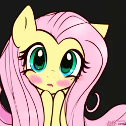 Size: 1024x1024 | Tagged: safe, derpibooru import, machine learning generated, stable diffusion, fluttershy, pegasus, pony, blushing, cute, female, image, jpeg, mare, simple background, solo