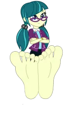 Size: 2000x3600 | Tagged: suggestive, artist:mixiepie, derpibooru import, edit, juniper montage, equestria girls, movie magic, spoiler:eqg specials, barefoot, base, base used, clothes, crossed arms, feet, female, fetish, foot fetish, glasses, image, pigtails, png, simple background, skirt, smiling, soles, solo, toes, transparent background, vector