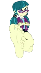 Size: 2000x3600 | Tagged: suggestive, artist:mixiepie, derpibooru import, edit, juniper montage, equestria girls, movie magic, spoiler:eqg specials, barefoot, base, base used, clothes, crossed arms, feet, female, fetish, foot fetish, foot focus, glasses, image, pigtails, png, simple background, skirt, smiling, soles, solo, toes, transparent background, vector