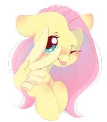 Size: 939x1062 | Tagged: safe, artist:melodylibris, derpibooru import, fluttershy, pegasus, pony, ;p, chest fluff, floppy ears, freckles, freckleshy, image, jpeg, looking at you, mlem, one eye closed, peace sign, raspberry, silly, simple background, smiling, smiling at you, solo, tongue out, white background, wing hands, wings, wink, winking at you