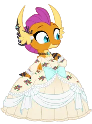 Size: 557x753 | Tagged: safe, artist:queencold, derpibooru import, smolder, dragon, clothes, cute, dragoness, dress, female, image, png, smolderbetes, solo