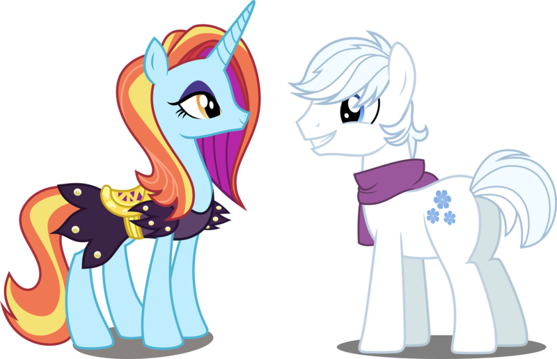 Size: 5340x3441 | Tagged: safe, artist:dashiesparkle, artist:xebck, derpibooru import, edit, vector edit, double diamond, sassy saddles, earth pony, pony, unicorn, canterlot boutique, to where and back again, .svg available, absurd resolution, butt, clothes, crack shipping, dress, duo, female, image, male, plot, png, sassydiamond, scarf, shipping, simple background, straight, that was fast, transparent background, vector