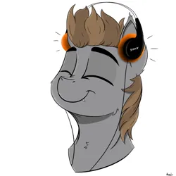 Size: 900x900 | Tagged: safe, artist:rapid9, derpibooru import, oc, unofficial characters only, bat pony, pony, 80s, bat pony oc, bat wings, cute, cute little fangs, ear tufts, eyes closed, fangs, headphones, image, listening to music, male, music, png, simple background, smiling, sony, stallion, white background, wings, wires