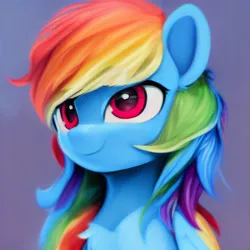 Size: 512x512 | Tagged: safe, derpibooru import, editor:firenhooves, machine learning generated, purplesmart.ai, stable diffusion, rainbow dash, pony, closed mouth, cute, hair, image, png, smiling