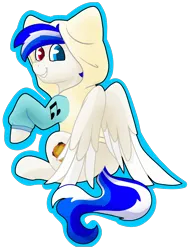 Size: 800x1044 | Tagged: safe, derpibooru import, oc, pegasus, pony, clothes, commission, cutie mark, cutie mark on clothes, hoodie, image, looking at you, looking back, looking back at you, multicolored hair, png, sitting, smiling, smiling at you, solo, ych result