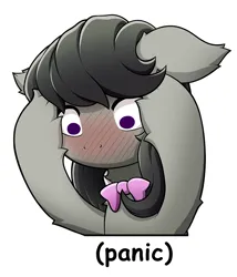 Size: 750x875 | Tagged: safe, artist:symbianl, derpibooru import, octavia melody, earth pony, pony, female, image, komi can't communicate, mare, no mouth, octavia is not amused, panic, png, reaction image, solo, tavi can't communicate, unamused