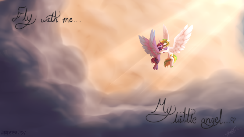 Size: 3840x2160 | Tagged: safe, artist:sparkie45, derpibooru import, oc, oc:ray of hope, oc:sparkie, alicorn, changeling, dragon, hybrid, pegasus, pony, image, png, shipping, speedpaint, speedpaint available