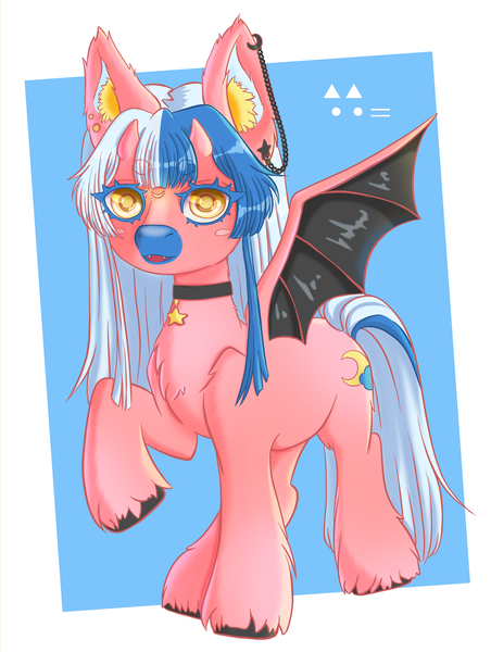 Size: 2875x3818 | Tagged: safe, derpibooru import, oc, anthro, demon, original species, pegasus, pony, commission, commissionopen, cute, devil horn (gesture), female, image, moon, open, png, solo, stars