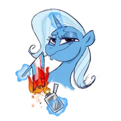 Size: 2000x2000 | Tagged: artist needed, source needed, safe, banned from derpibooru, deleted from derpibooru, derpibooru import, trixie, pony, unicorn, 4chan, bait, burning, drawthread, female, fire, flag, image, levitation, lighter, magic, mare, op is a duck, op is trying to start shit, png, pride, pride flag, simple background, smug, solo, telekinesis, trans trixie, transgender, transgender pride flag, transphobia, white background