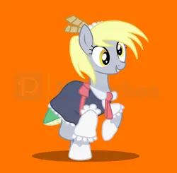 Size: 5400x5300 | Tagged: safe, artist:milkyboo898, derpibooru import, derpy hooves, pony, anime, clothes, costume, halloween, halloween 2022, halloween costume, holiday, image, miss kobayashi's dragon maid, orange background, png, simple background, solo, tohru