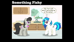 Size: 854x480 | Tagged: safe, artist:thejourneysend, artist:wubcakeva, derpibooru import, octavia melody, vinyl scratch, earth pony, fish, pony, salmon, unicorn, animated, comic, comic dub, drop the bass, fail, female, image, mare, pun, sound, voice acting, webm