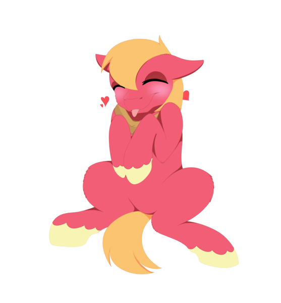 Size: 9000x9700 | Tagged: safe, artist:ginnythequeen, derpibooru import, big macintosh, earth pony, pony, :p, blushing, cute, eyes closed, floppy ears, happy, heart, image, macabetes, male, mlem, png, raspberry, silly, simple background, smiling, solo, stallion, tongue out, transparent background