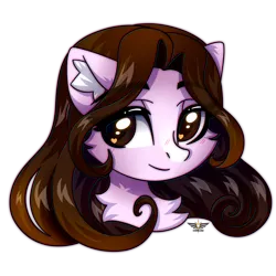 Size: 2500x2500 | Tagged: safe, artist:leah minik, derpibooru import, oc, oc:ash tree, unofficial characters only, pony, sphinx, brown eyes, brown mane, bust, chest fluff, commission, cute, eyebrows, eyebrows visible through hair, female, heart, heart eyes, image, looking away, loose hair, mare, png, portrait, simple background, smiling, solo, sphinx oc, transparent background, wingding eyes