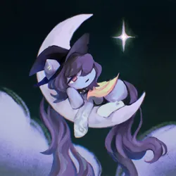 Size: 2000x2000 | Tagged: safe, artist:dearmary, derpibooru import, part of a set, oc, unofficial characters only, bat pony, pony, crescent moon, image, jpeg, moon, solo, tangible heavenly object