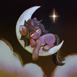 Size: 2000x2000 | Tagged: safe, artist:dearmary, derpibooru import, part of a set, oc, oc:rivibaes, unofficial characters only, pony, unicorn, crescent moon, image, jpeg, moon, solo, tangible heavenly object