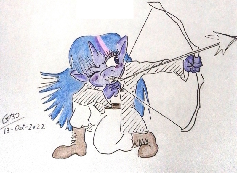 Size: 3120x2278 | Tagged: safe, artist:gafelpoez, derpibooru import, twilight sparkle, pony, archery, image, jpeg