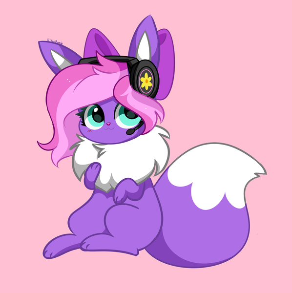 Size: 3730x3741 | Tagged: safe, artist:kittyrosie, derpibooru import, oc, oc:lillybit, eevee, adorkable, bow, cute, dork, gaming headset, headphones, headset, image, png, pokefied, pokémon, ribbon