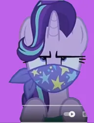 Size: 442x575 | Tagged: safe, artist:darlycatmake, derpibooru import, starlight glimmer, unicorn, road to friendship, angry, bored, cloth gag, clothes, gag, image, jpeg, scarf, scarf gag, starlight glimmer is not amused, unamused, unhappy, unimpressed