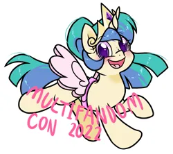 Size: 1075x956 | Tagged: safe, artist:paperbagpony, derpibooru import, oc, oc:sun lover, unicorn, fake wings, freckles, horn, image, mascot, multifandomcon, png, simple background, unicorn oc, white background