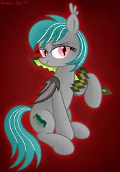 Size: 2692x3842 | Tagged: safe, artist:rainbowšpekgs, derpibooru import, oc, oc:malachite cluster, unofficial characters only, bat pony, pony, bat pony oc, bat wings, image, male, png, simple background, sitting, sword, weapon, wings