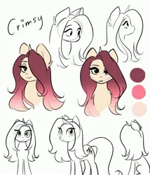 Size: 3006x3508 | Tagged: safe, artist:katputze, derpibooru import, oc, oc:crimson sunset, unofficial characters only, pony, unicorn, bust, female, hair over one eye, image, jpeg, lidded eyes, looking at you, mare, reference sheet, simple background, smiling, smiling at you, solo, white background