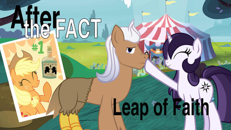 Size: 1024x576 | Tagged: safe, artist:mlp-silver-quill, derpibooru import, applejack, oc, oc:lethalauroramage, oc:silver quill, leap of faith, #1, ^^, after the fact, boop, circus tent, eyes closed, image, jpeg, title card