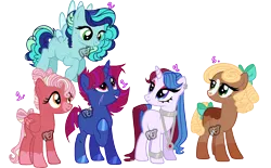 Size: 2152x1335 | Tagged: safe, artist:moddiimi, derpibooru import, oc, unofficial characters only, earth pony, pegasus, pony, unicorn, base used, blaze (coat marking), bow, coat markings, earth pony oc, eye scar, facial markings, facial scar, female, freckles, hair bow, horn, image, jewelry, magical lesbian spawn, mare, necklace, offspring, parent:applejack, parent:big macintosh, parent:fancypants, parent:fluttershy, parent:rainbow dash, parent:rarity, parent:tempest shadow, parent:trouble shoes, parent:troubleshoes clyde, parent:twilight sparkle, parents:appledash, parents:fluttermac, parents:raripants, parents:tempestlight, parents:troublejack, pegasus oc, png, scar, simple background, snip (coat marking), socks (coat marking), tail, tail bow, transparent background, unicorn oc, watermark, wings