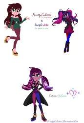 Size: 884x1286 | Tagged: safe, artist:prettycelestia, oc, oc:octava galaxia, oc:purple joke, cape, clothes, fusion, high heeled boots, image, jewelry, necklace, png, textured hair