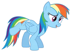Size: 2022x1500 | Tagged: safe, artist:sketchmcreations, derpibooru import, rainbow dash, pegasus, pony, call of the cutie, season 1, behaving like applejack, bucking, derp, female, image, imitation, mare, mocking, open mouth, png, raised leg, simple background, tongue out, transparent background, vector