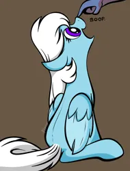 Size: 1764x2316 | Tagged: safe, artist:feather_bloom, derpibooru import, oc, oc:featherbloom, pegasus, pony, boop, comic style, hand, happy, image, png, precious, simple background