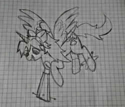 Size: 967x826 | Tagged: safe, artist:fantasytechnoworld, derpibooru import, ponified, pony, crossover, doodle, female, image, jpeg, mare, monochrome, reiuji utsuho, touhou, traditional art