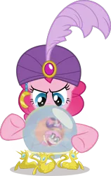 Size: 807x1277 | Tagged: safe, artist:sollace, derpibooru import, fluttershy, pinkie pie, twilight sparkle, twilight sparkle (alicorn), alicorn, it's about time, my little pony: pony life, .svg available, clothes, crystal ball, derpibooru exclusive, image, madame pinkie, png, simple background, solo, transparent background, turban, vector