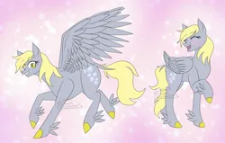 Size: 1881x1200 | Tagged: safe, artist:cosmicdragonkay, derpibooru import, derpy hooves, pegasus, pony, eyes closed, female, image, jpeg, laughing, raised hoof, solo