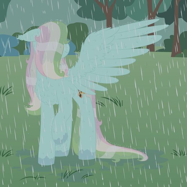 Size: 3000x3000 | Tagged: safe, artist:queenderpyturtle, derpibooru import, oc, oc:huey, pegasus, pony, female, image, jpeg, magical gay spawn, mare, offspring, parent:trenderhoof, parent:zephyr breeze, parents:trenderbreeze, rain, solo