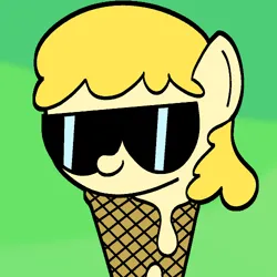 Size: 500x500 | Tagged: safe, artist:kidwizard, derpibooru import, oc, ponified, unofficial characters only, food pony, original species, pony, food, ice cream cone, ice cream pony, image, jpeg, smiling, solo, sunglasses