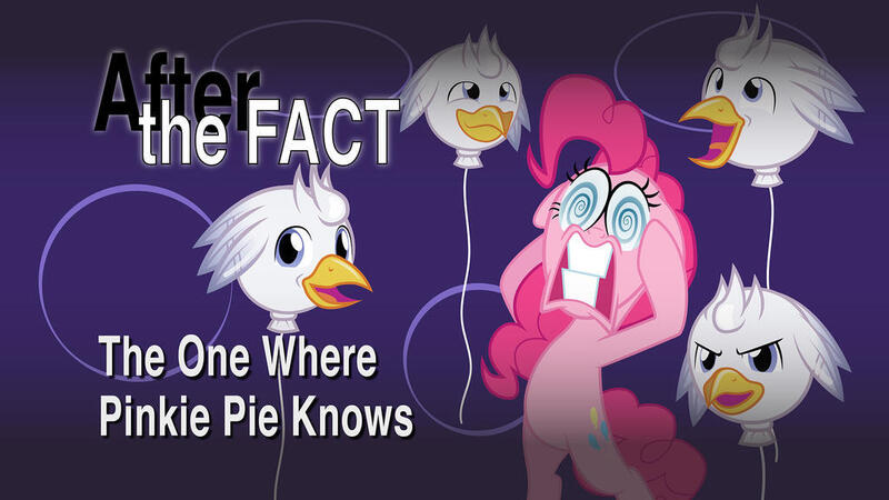 Size: 1024x576 | Tagged: safe, artist:mlp-silver-quill, derpibooru import, pinkie pie, oc, oc:silver quill, the one where pinkie pie knows, after the fact, image, jpeg, title card