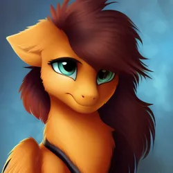 Size: 512x512 | Tagged: safe, derpibooru import, machine learning generated, oc, unofficial characters only, pegasus, pony, brown mane, derpibooru exclusive, female, green eyes, image, mare, orange fur, pegasus oc, png, solo, wings