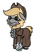 Size: 146x186 | Tagged: safe, artist:gray star, derpibooru import, oc, oc:thunder punch, unofficial characters only, earth pony, pony, fallout equestria, clothes, cowboy hat, cute, earth pony oc, fallout equestria:all things unequal (pathfinder), hat, image, male, png, scar, simple background, solo, stallion, tail, tiny, tiny ponies, transparent background