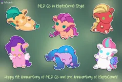 Size: 7500x5000 | Tagged: safe, artist:melisareb, derpibooru import, part of a set, hitch trailblazer, izzy moonbow, pipp petals, sprout cloverleaf, sunny starscout, zipp storm, earth pony, pegasus, pony, unicorn, mlp fim's twelfth anniversary, .svg available, absurd resolution, crossover, female, g5, gradient mane, gradient tail, horn, image, kleptocorns, lying down, male, mare, png, prone, sitting, stallion, tail, text, unshorn fetlocks, vector, wings